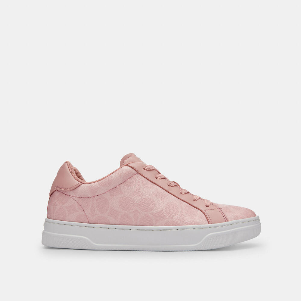 Coach Pink High Line Sneaker In Signature Canvas